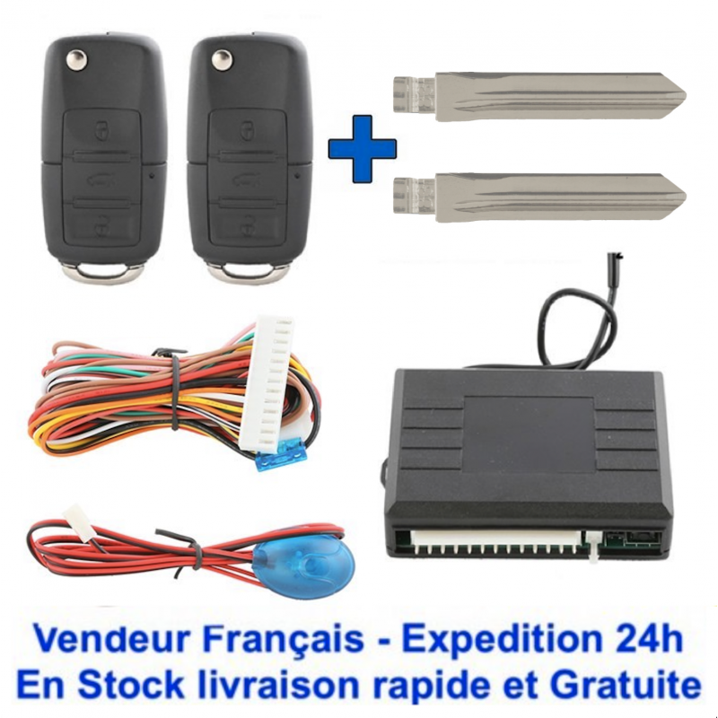 Kit Verrouillage Central Voiture à Distance - 2 Télécommandes, Ouverture Coffre | Universel, Installation Facile